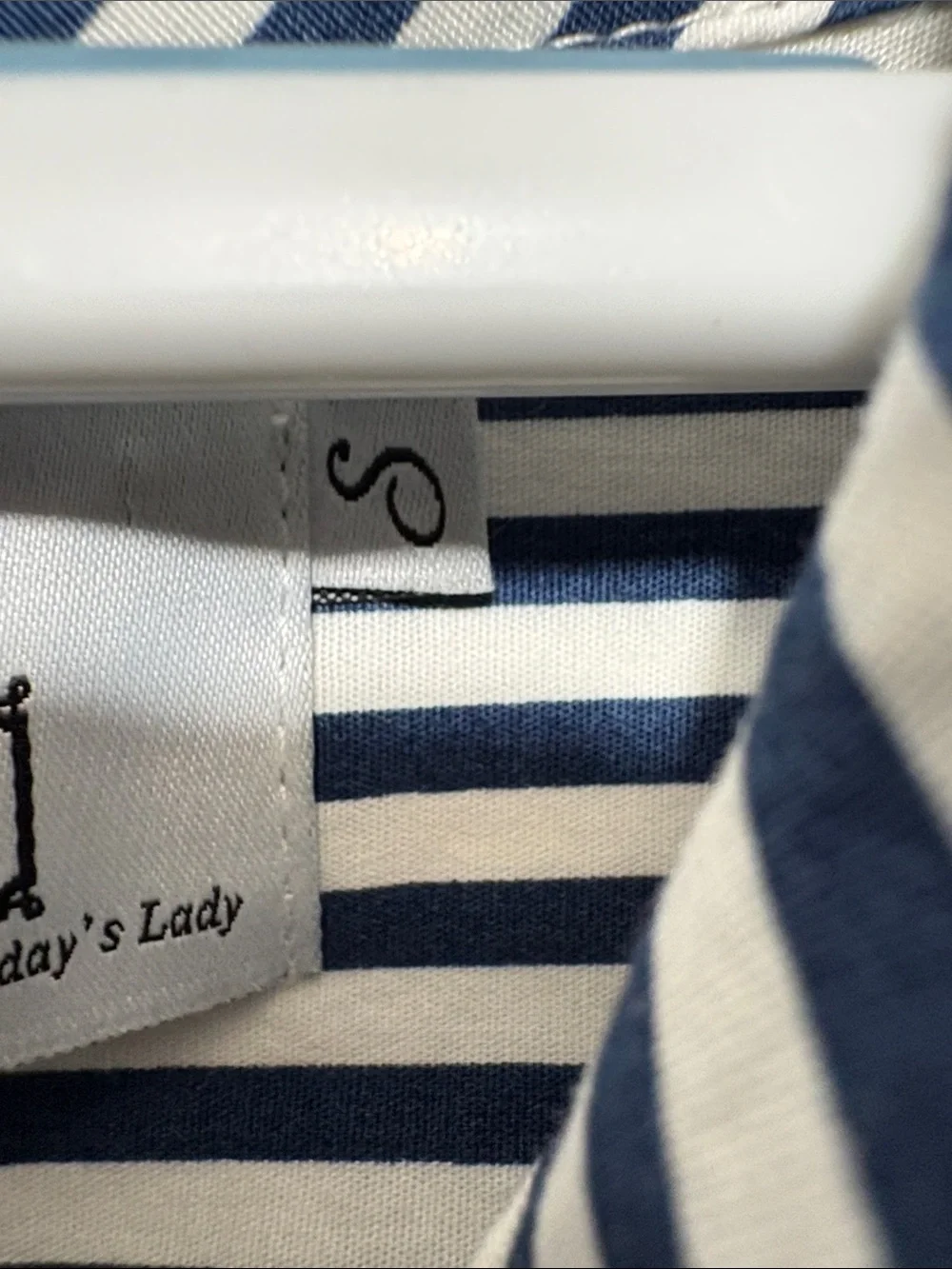 Dainty Jewells Navy & White Striped Lace-Trim Shirt Dress - Picture 6 of 10
